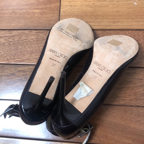 Jimmy Choo Henna 100 Sparkly Patent Bordeaux Heels 37/6.5 - Picture 7 of 16